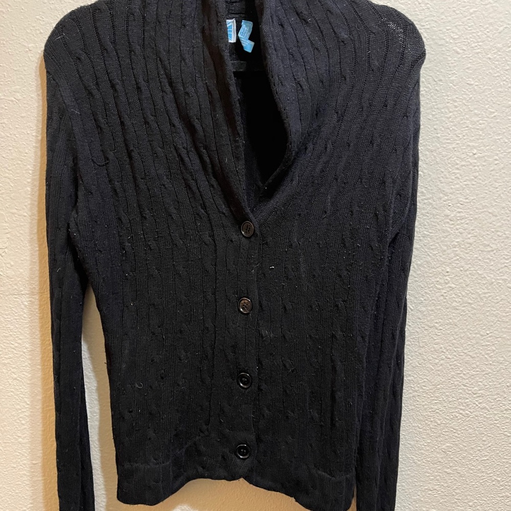 Long sleeve button up black sweater